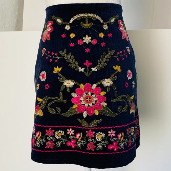 Harper Embroidered Navy Blue Mini Skirt (size S) - Picture 2 of 11